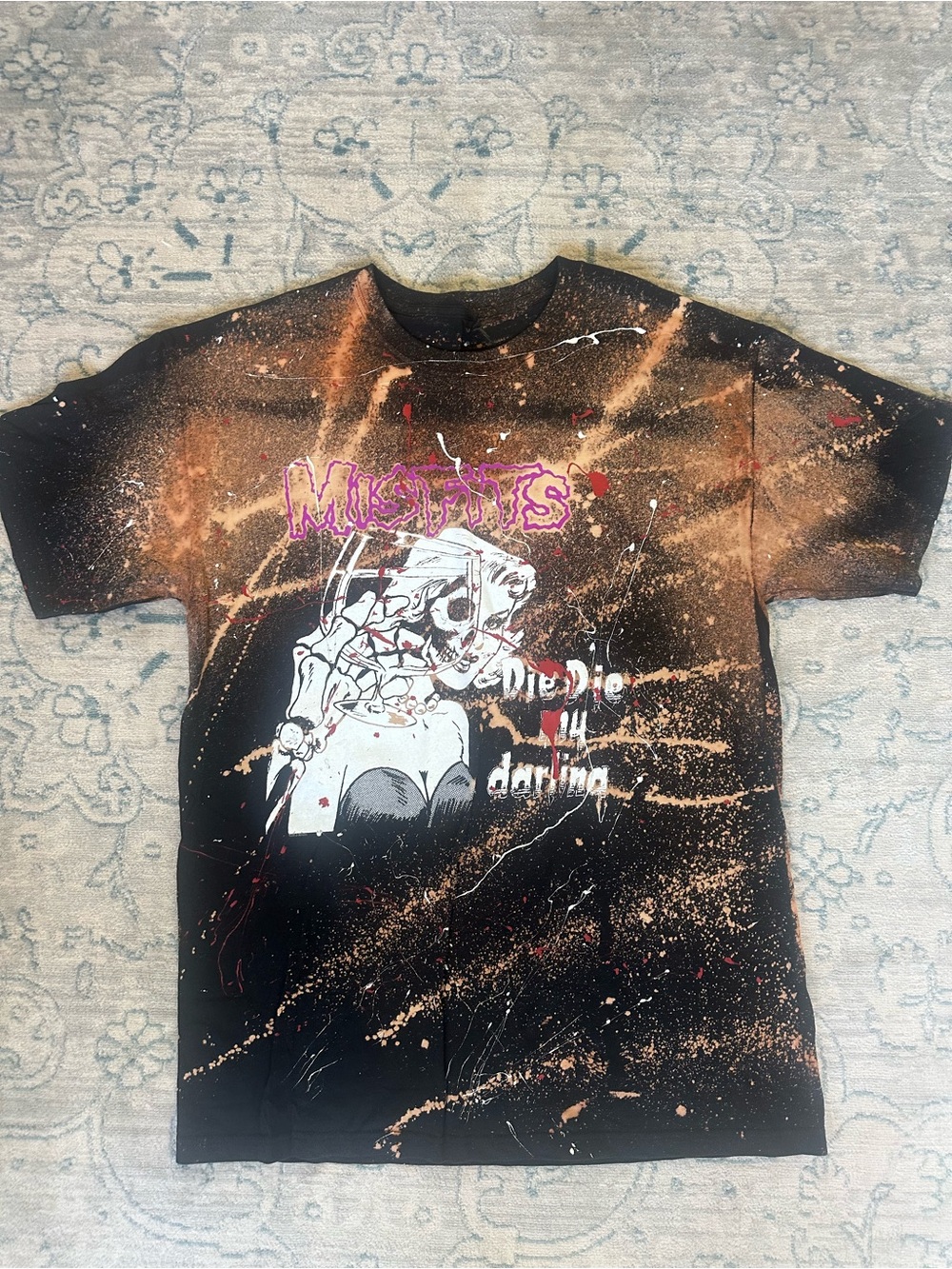 Misfits Men’s Large Black Bleach Splatter Graphic T-Shirt